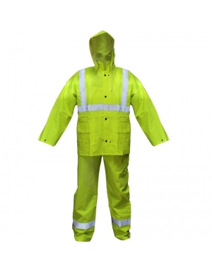 Capote verde fluorescente de 3 piezas con capucha desmontable, Vangard