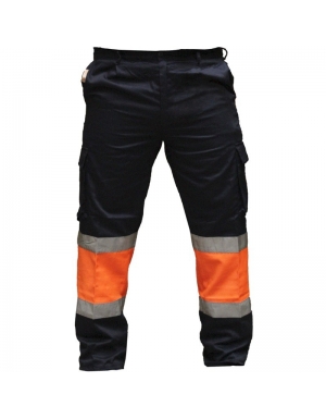 Cargo work pants with gray high visibility tapes, Vangard