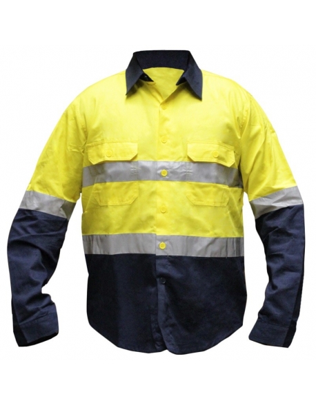 Camisa de trabajo bicolor, con cintas reflectivas gris, Vangard