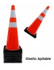 Cono de señalizacion semi-flexible  con base negra y doble cinta reflectiva, Vangard