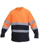 Suéter manga larga cuello redondo con cintas reflectivas tela Dry-Fit, bicolor, Vangard