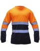 Suéter manga larga cuello redondo con cintas reflectivas tela Dry-Fit, bicolor, Vangard