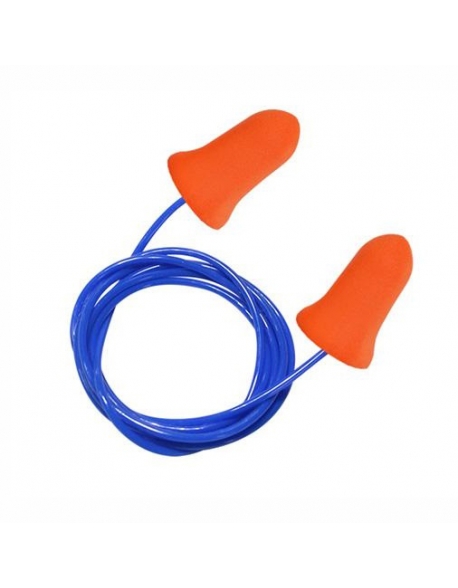 Tapón de oído desechable con cordón NRR 32 dB, Vangard (caja de 100)