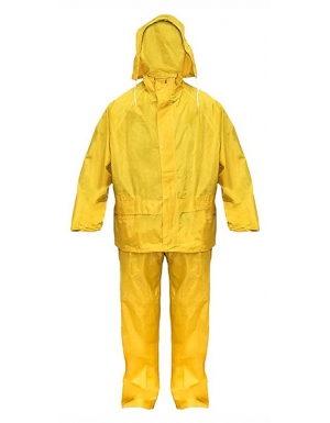 Capote amarillo con una cinta reflectiva en espalda, Vangard
