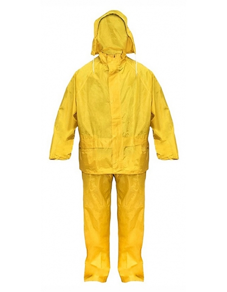 Capote amarillo con una cinta reflectiva en espalda, Vangard