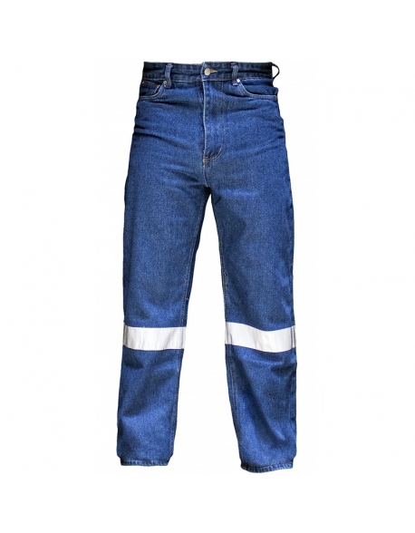 Pantalón de mezclilla azul con cinta reflectiva serie "Hard Work", Vangard