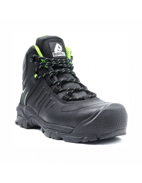 Bota de cuero negra puntera y plantilla de fibra, modelo “Volt 2”