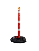 Delineador vial tipo poste con base negra rellenable y cintas reflectivas, Vangard