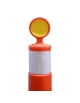 Delineador vial tipo poste con base negra rellenable y cintas reflectivas, Vangard
