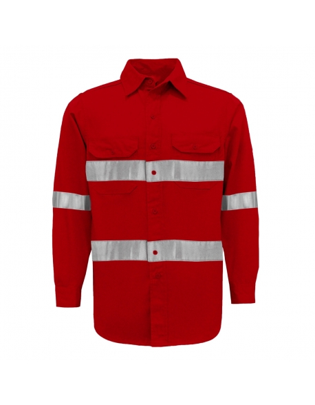 Camisa de trabajo con cintas reflectivas 100% algodón, Vangard