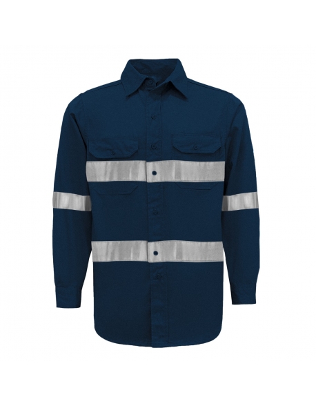 Camisa de trabajo con cintas reflectivas 100% algodón, Vangard
