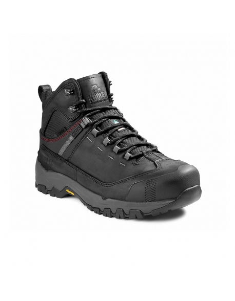 Bota negra de cuero impermeable puntera y plantilla de fibra con suela Vibram