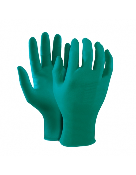 Guante desechable de nitrilo sin polvo con protección química "Micro Med" (caja de 100), Vangard