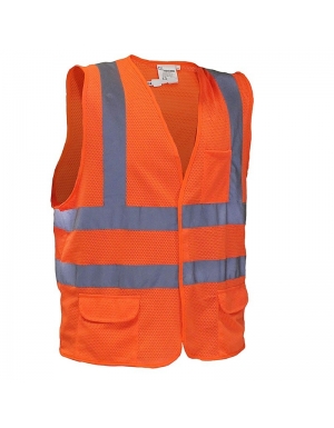 Chaleco de seguridad color naranja con cinta reflectiva ANSI Clase 2, Vangard