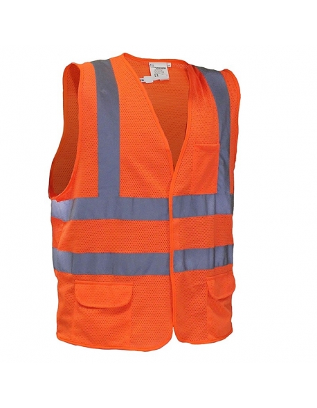 Chaleco de seguridad color naranja con cinta reflectiva ANSI Clase 2, Vangard